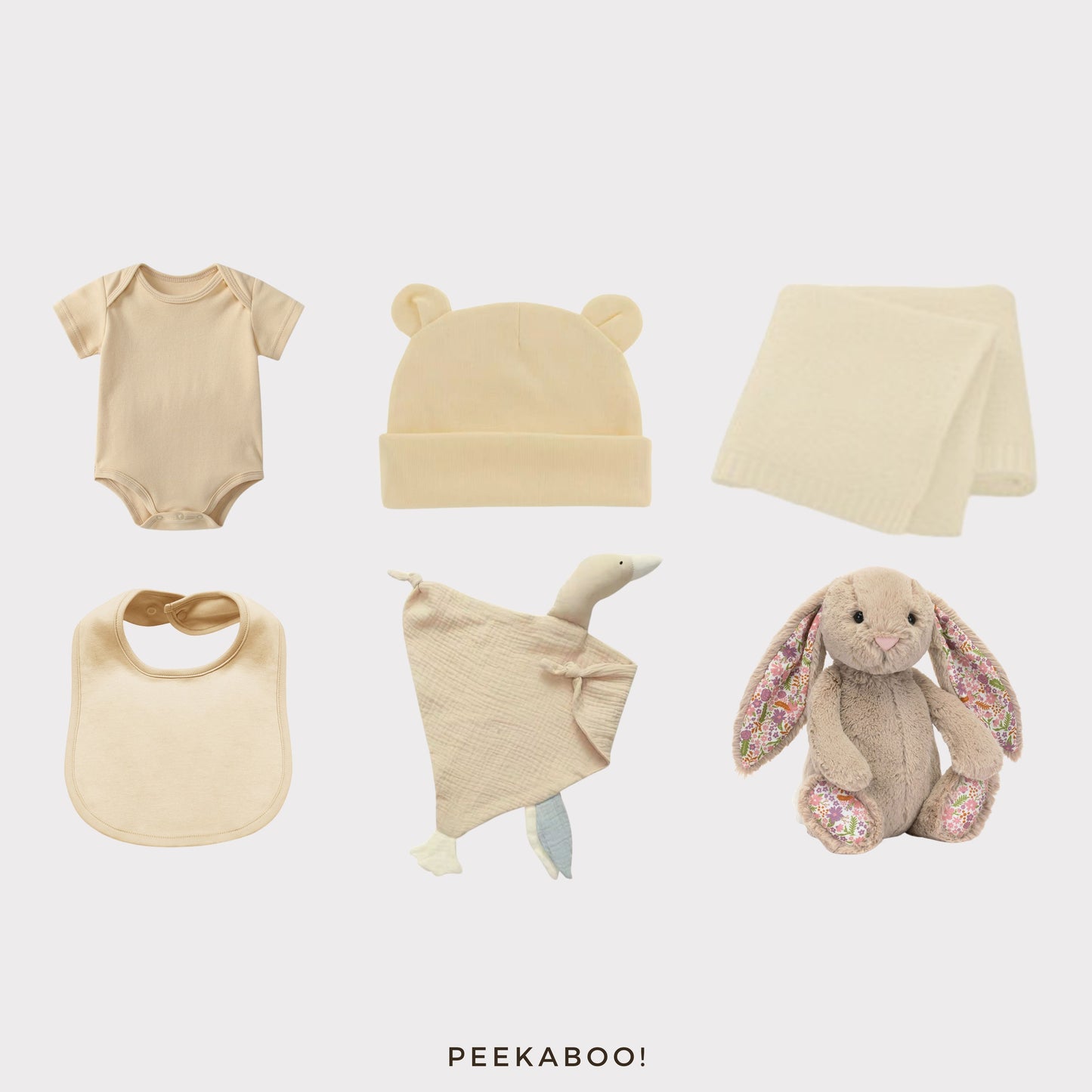 Personalised Jellycat Baby Shower Gift Set - Beige Petal