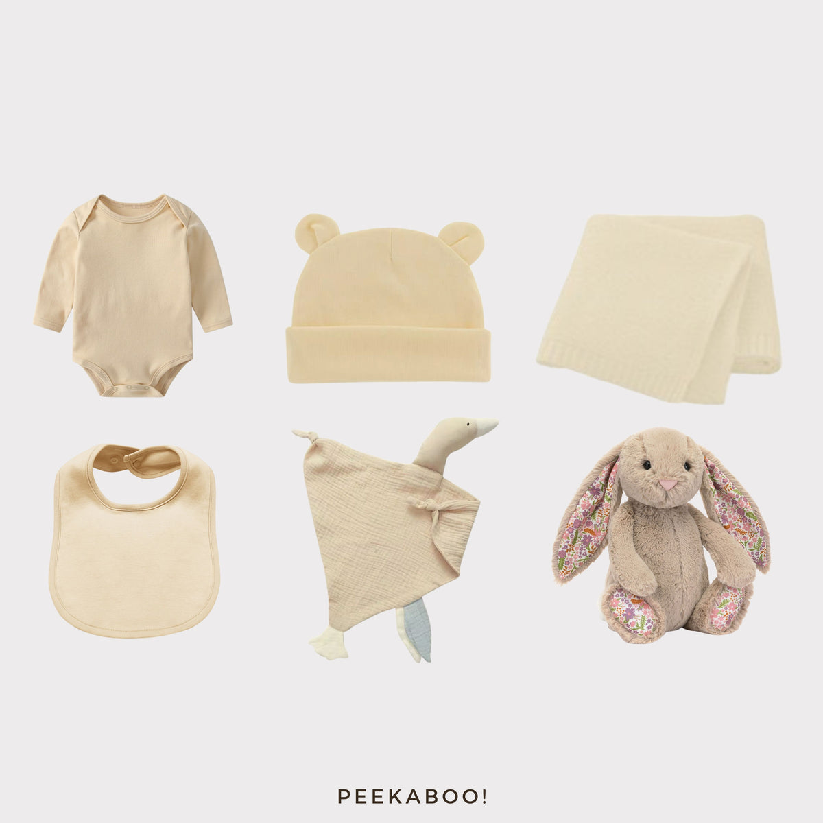 Personalised Jellycat Baby Shower Gift Set - Beige Petal