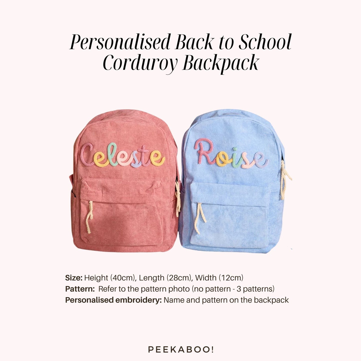 Personalised-Back-to-School-Corduroy-Backpack-Size