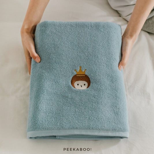 Personalised-Prince-Bath-Towel-Blue-Peekaboo-Baby-And-Kids