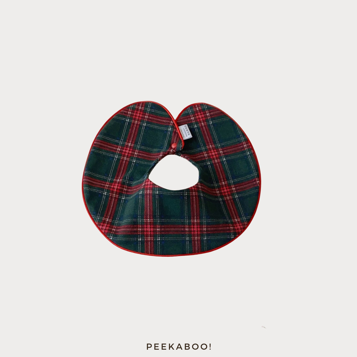 Personalised Baby Bib - Red & Green Plaid