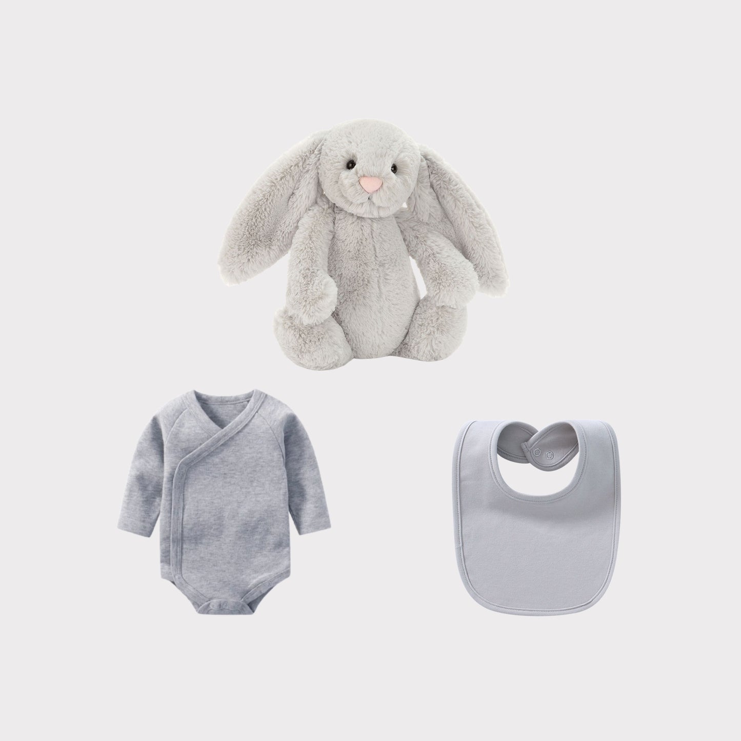 Personalised Jellycat Bunny and Bodysuit Set - Silver Colour