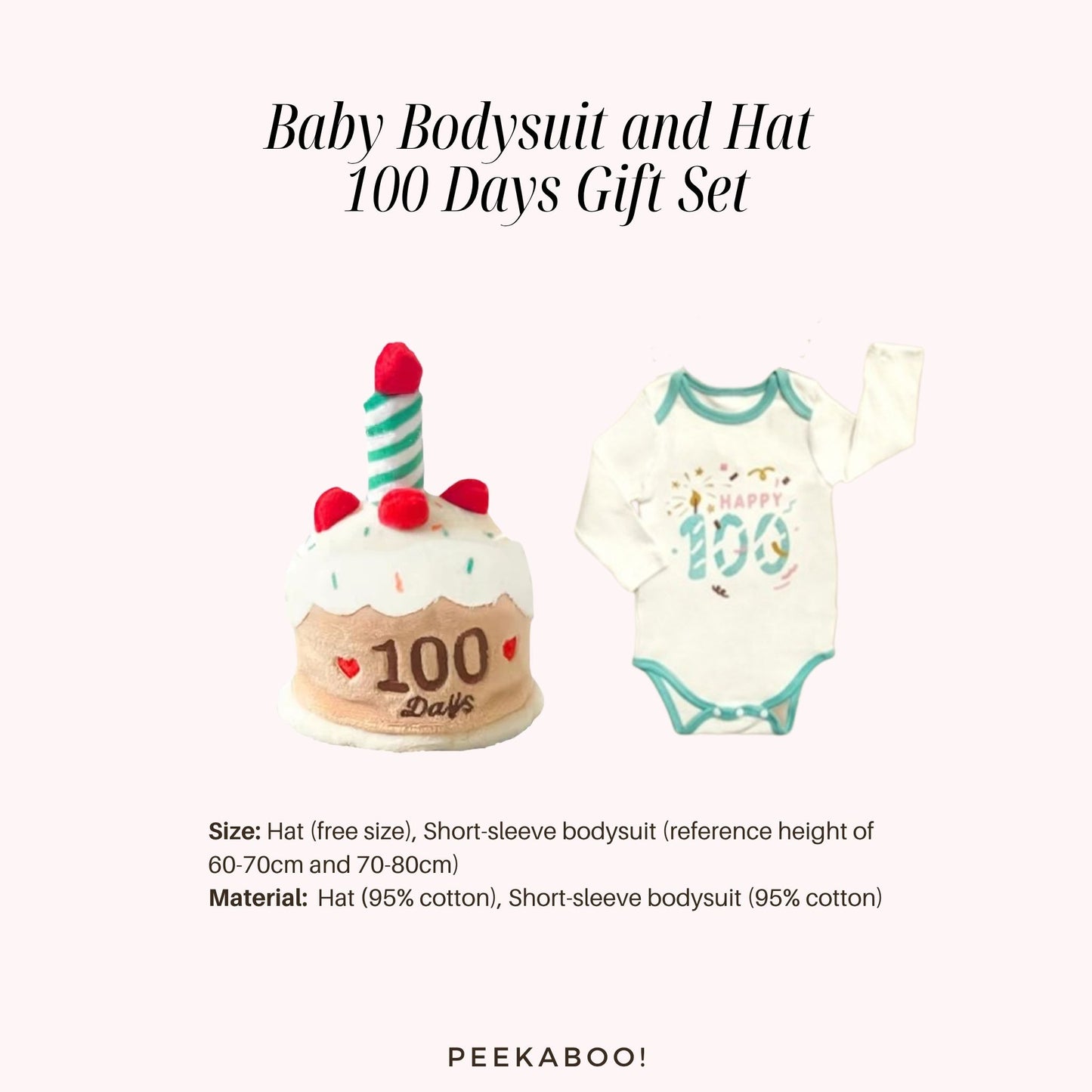 Baby-Bodysuit-Hat-100-Days-Gift-Set-Green-Size