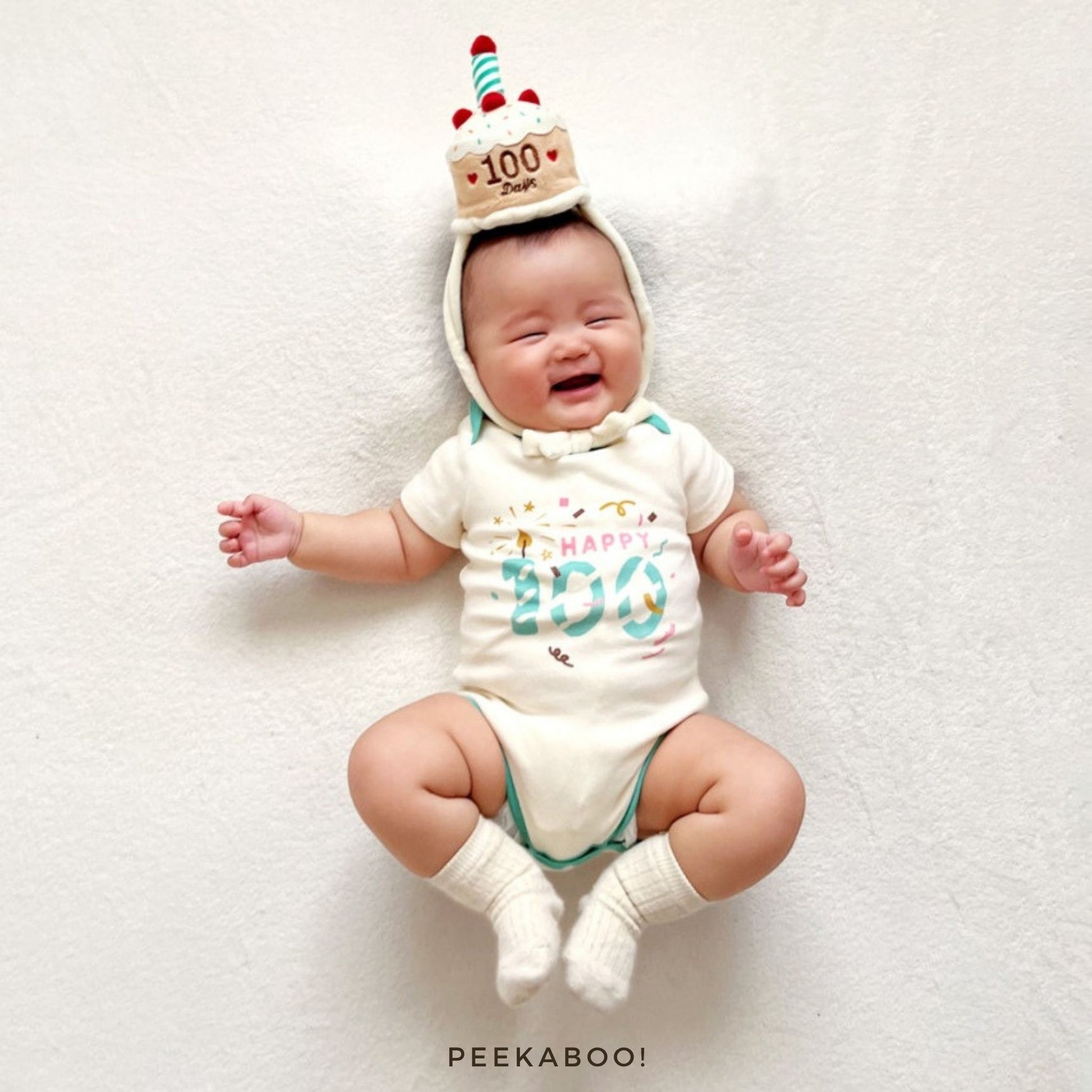 Baby-Bodysuit-Hat-100-Days-Gift-Set-Green