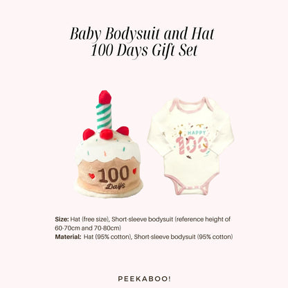 Baby-Bodysuit-Hat-100-Days-Gift-Set-Pink-Size