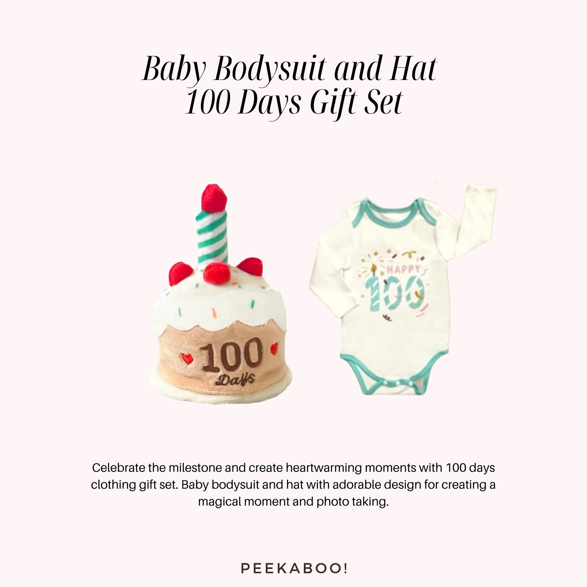 Baby-Bodysuit-Hat-100-Days-Gift-Set