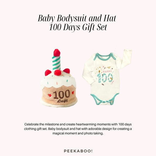 Baby-Bodysuit-Hat-100-Days-Gift-Set
