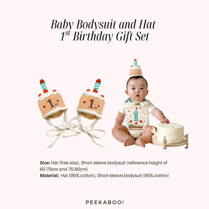 Baby-Bodysuit-Hat-First-Birthday-Gift-Set-Green-Size