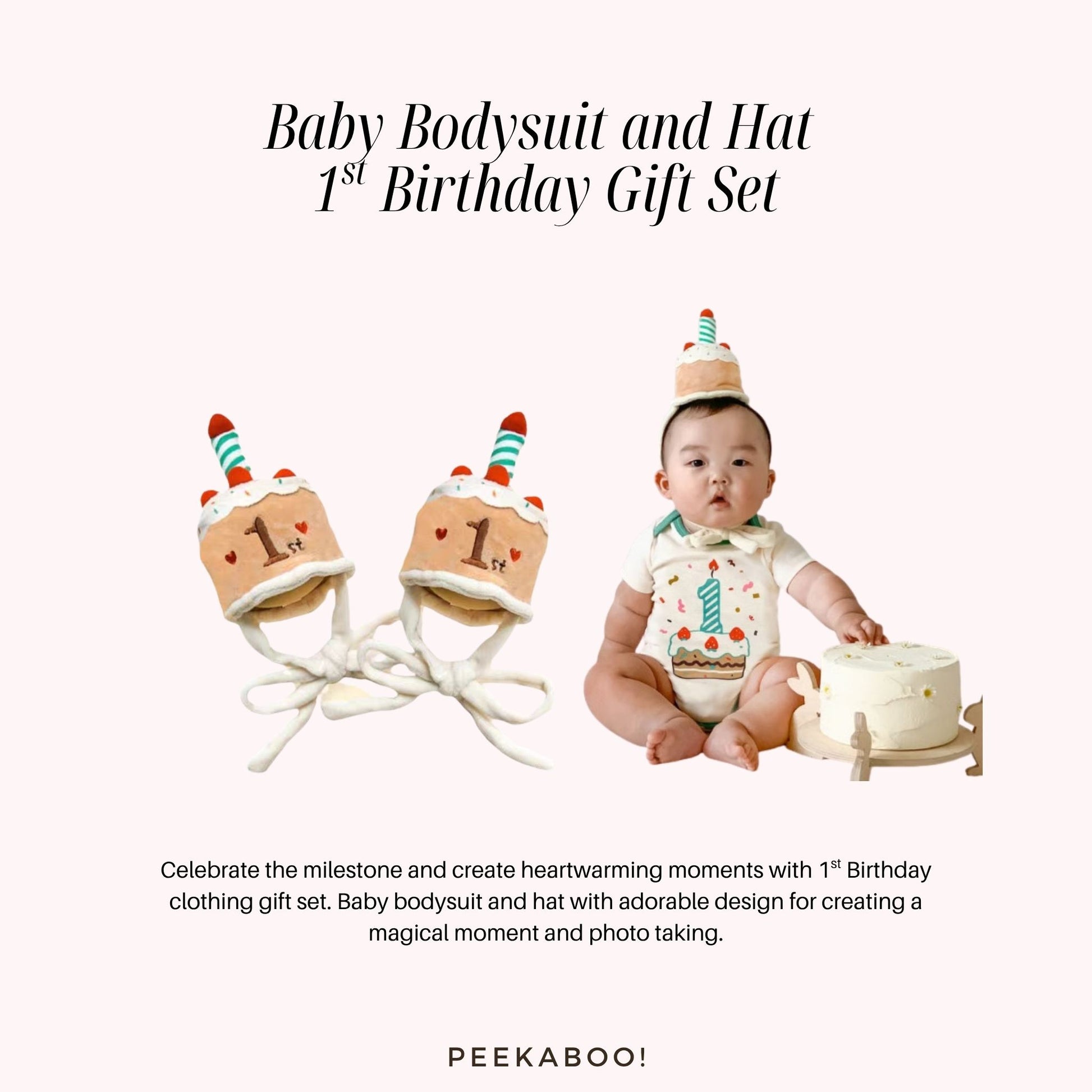 Baby-Bodysuit-Hat-First-Birthday-Gift-Set