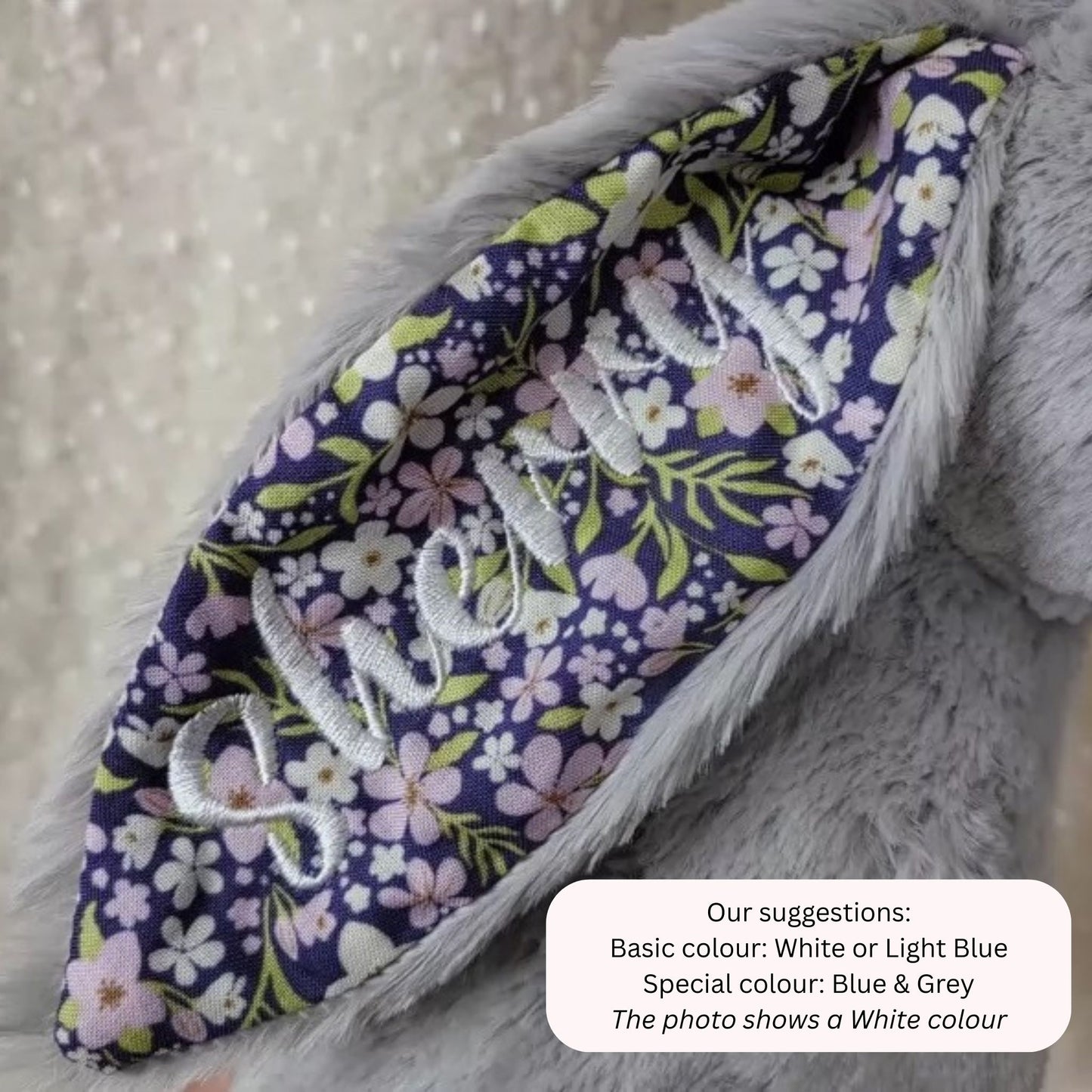 Personalised Jellycat Blossom Bunny - Silver Colour 'Bloom'