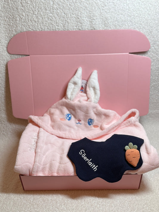 Personalised Baby Bath Towel and Bib Gift Set - Rabbit