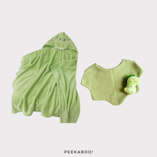 Personalised-Baby-Bib-Blanket-Giftset-Dinosaur-Cover-Peekaboo