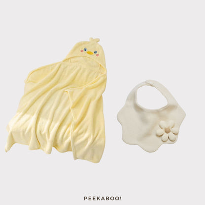 Personalised Baby Bath Towel and Bib Gift Set - Duck