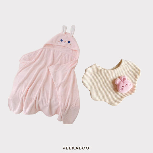 Personalised-Baby-Bib-Blanket-Giftset-Rabbit-Cover-Peekaboo