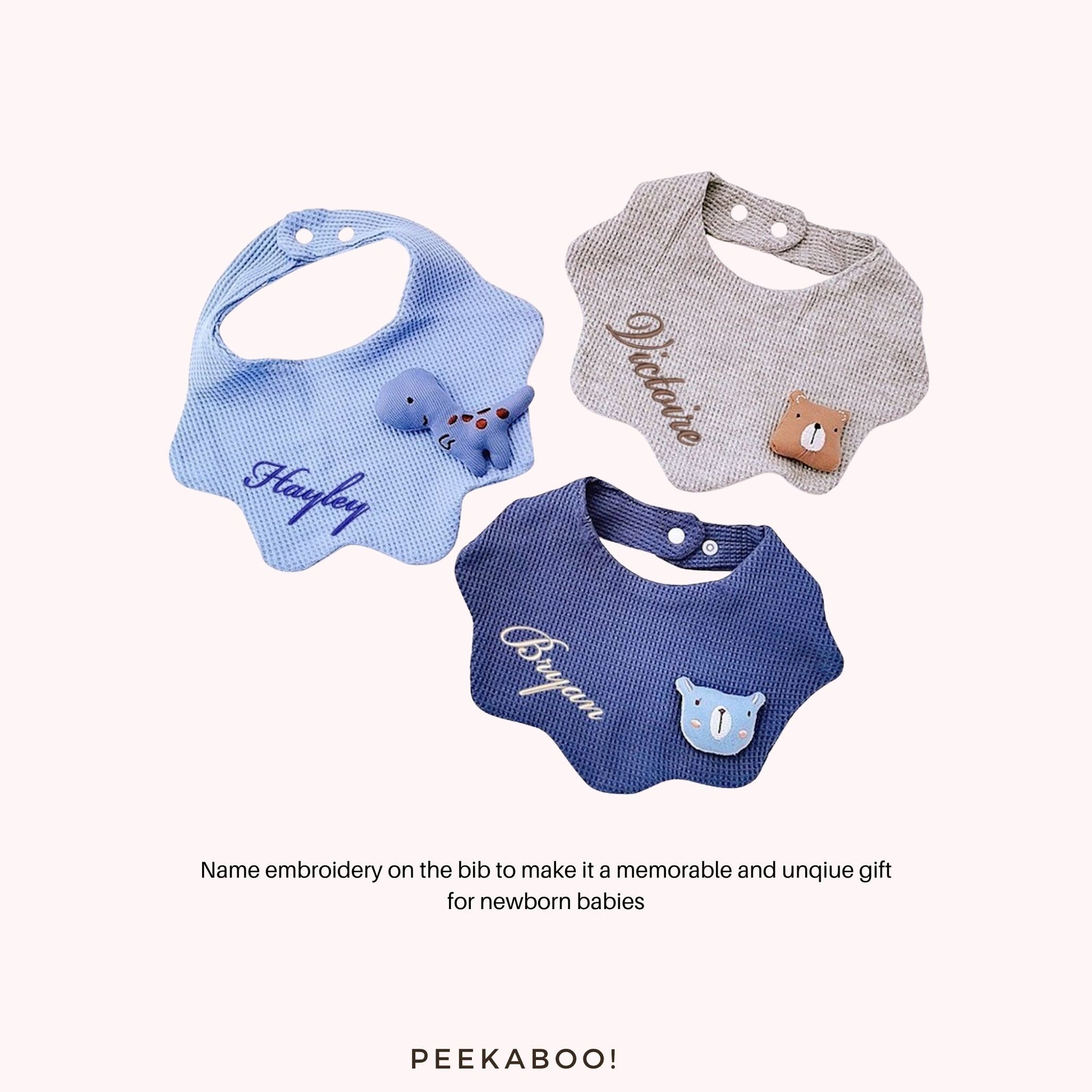 Personalised-Baby-Bib-Embroidery-Peekaboo-Baby-And-Kids