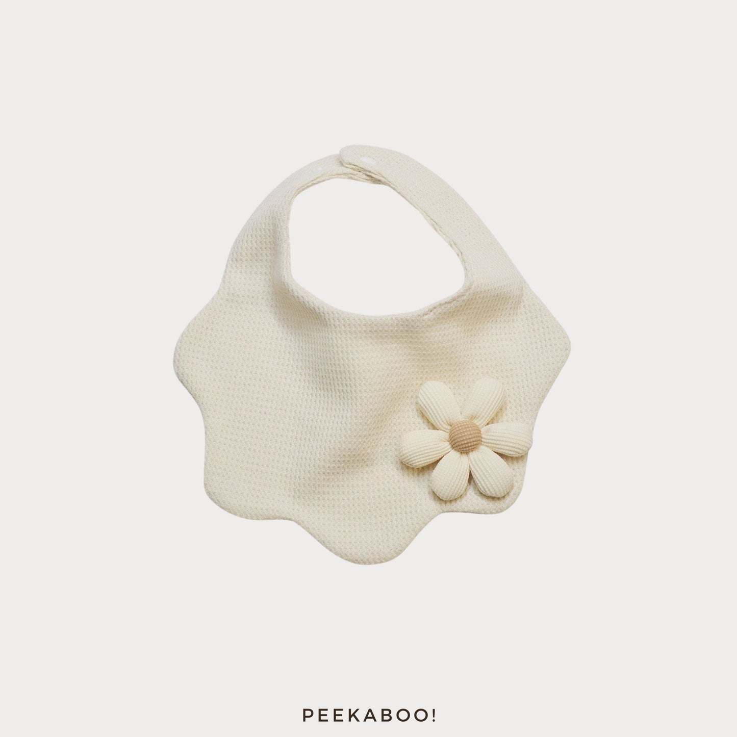 Personalised-Baby-Bib-Flower-White-Cover-Peekaboo