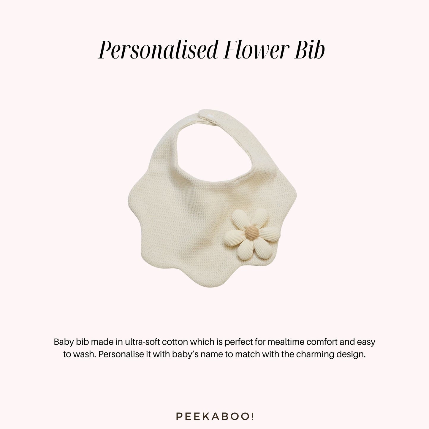 Personalised-Baby-Bib-Flower-White-Peekaboo-Baby-And-Kids