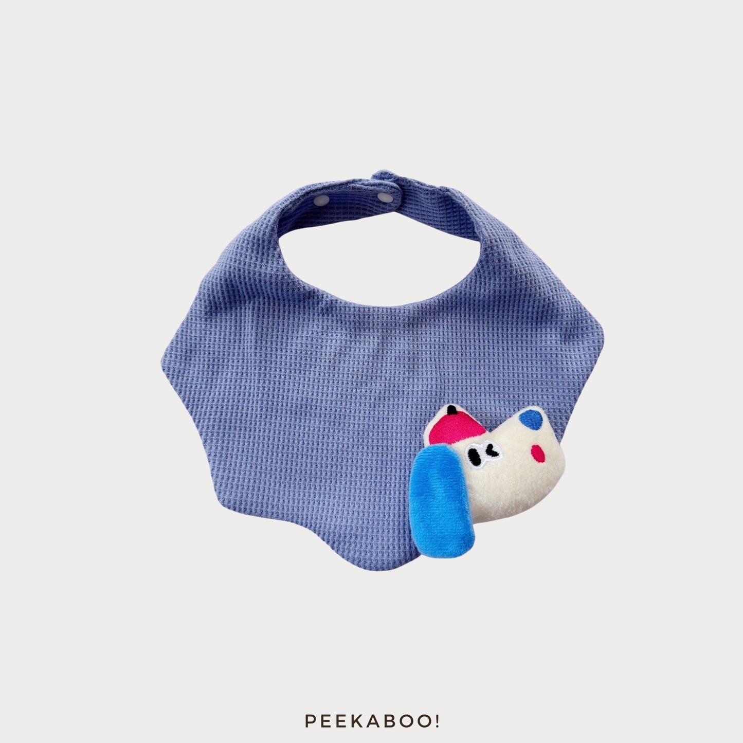 Personalised-Baby-Bib-Puppy-Blue-Cover-Peekaboo