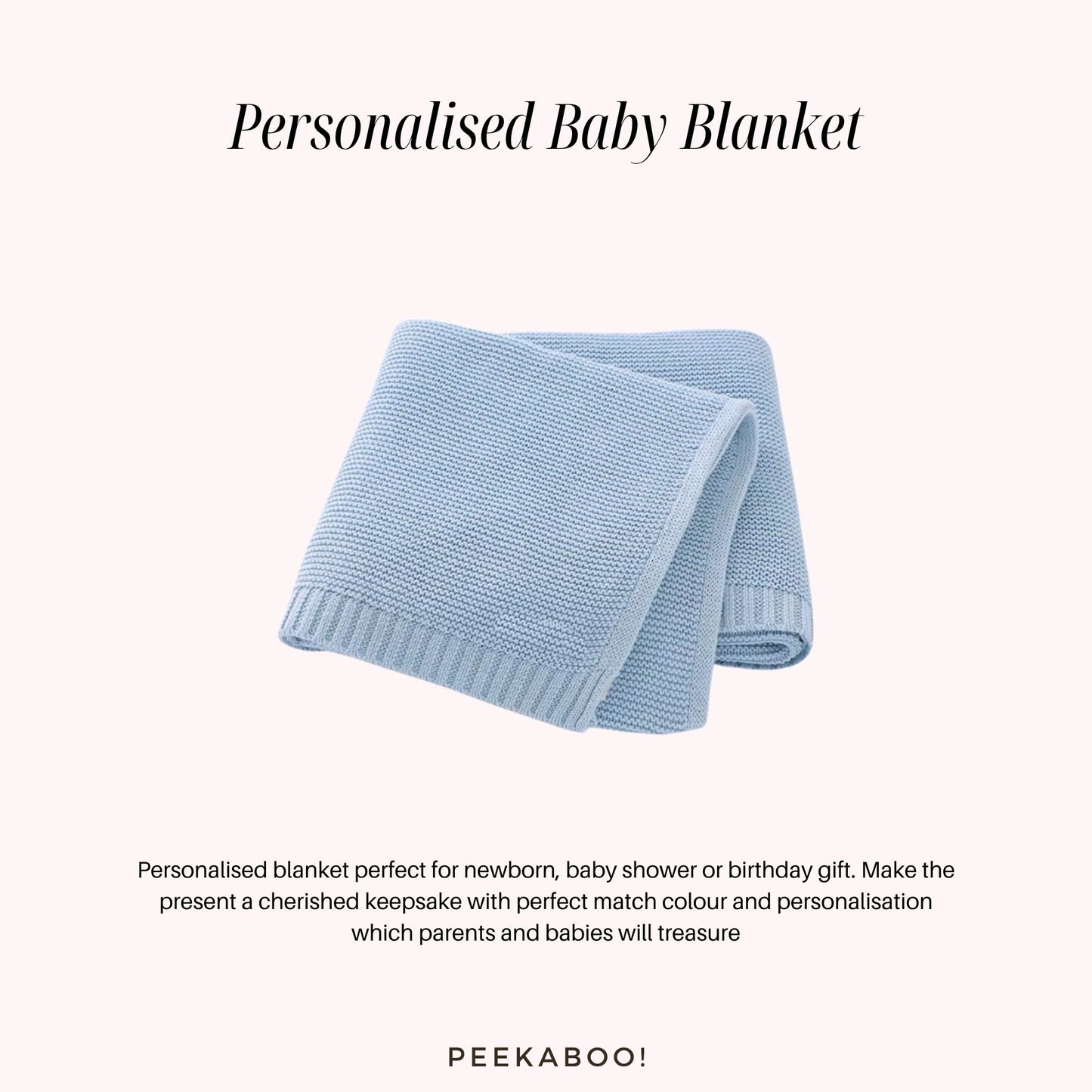 Personalised Baby Colour Blanket in Cotton