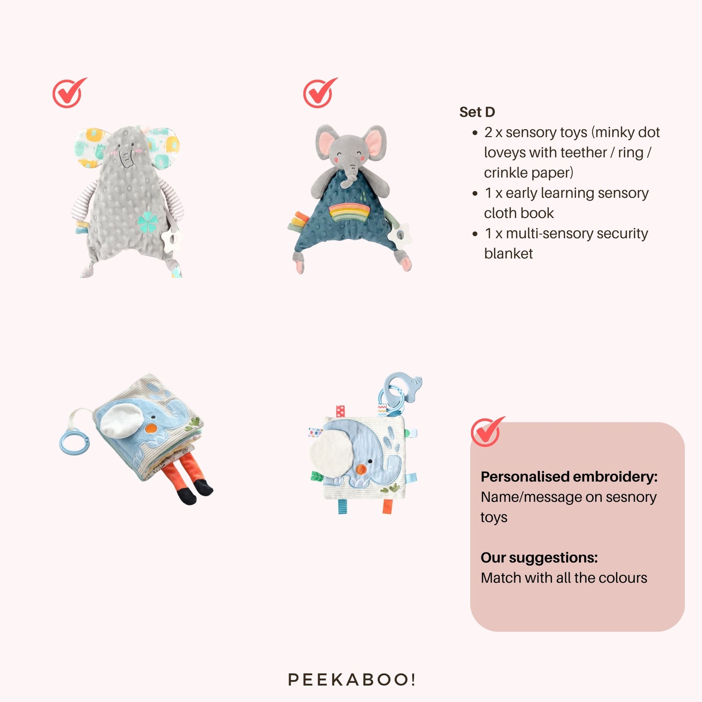 Personalised Baby Sensory Development Gift Set - Elephant