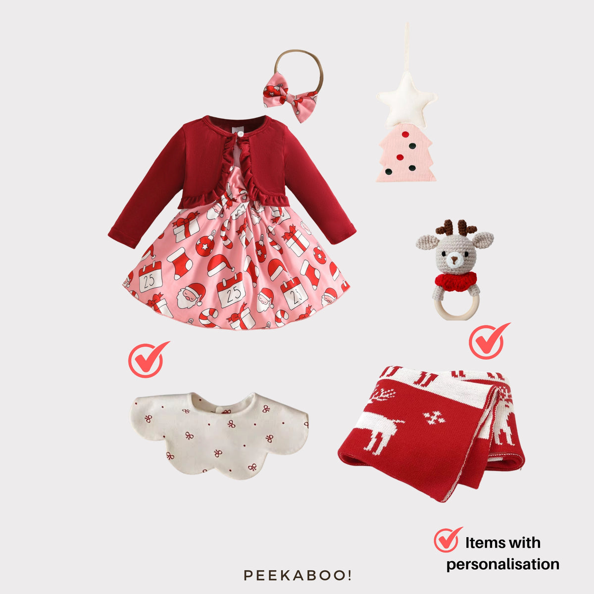 Personalised Baby Essential All-in-one Gift Set - Christmas Baby Girl