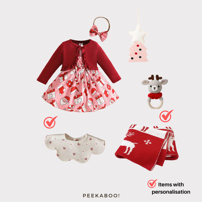 Personalised Baby Essential All-in-one Gift Set - Christmas Baby Girl