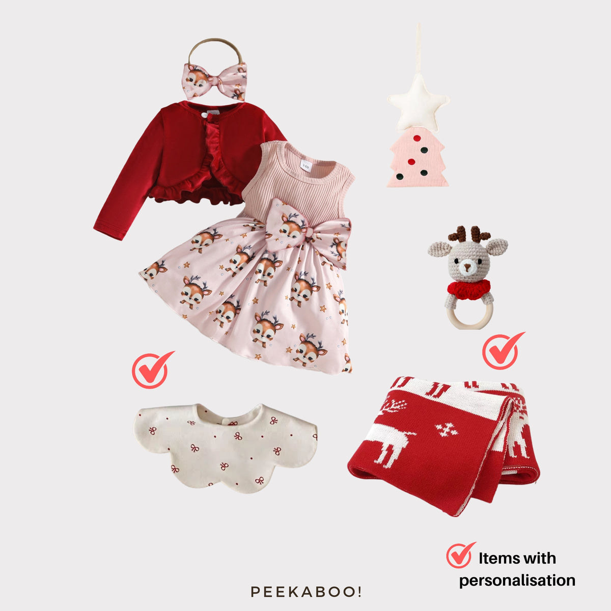 Personalised Baby Essential All-in-one Gift Set - Christmas Baby Girl