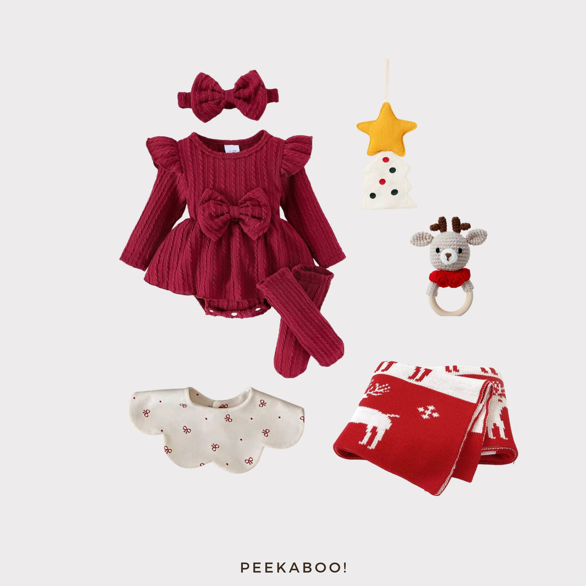 Personalised Baby Essential All-in-one Gift Set - Christmas Baby Girl