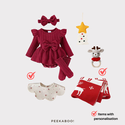 Personalised Baby Essential All-in-one Gift Set - Christmas Baby Girl