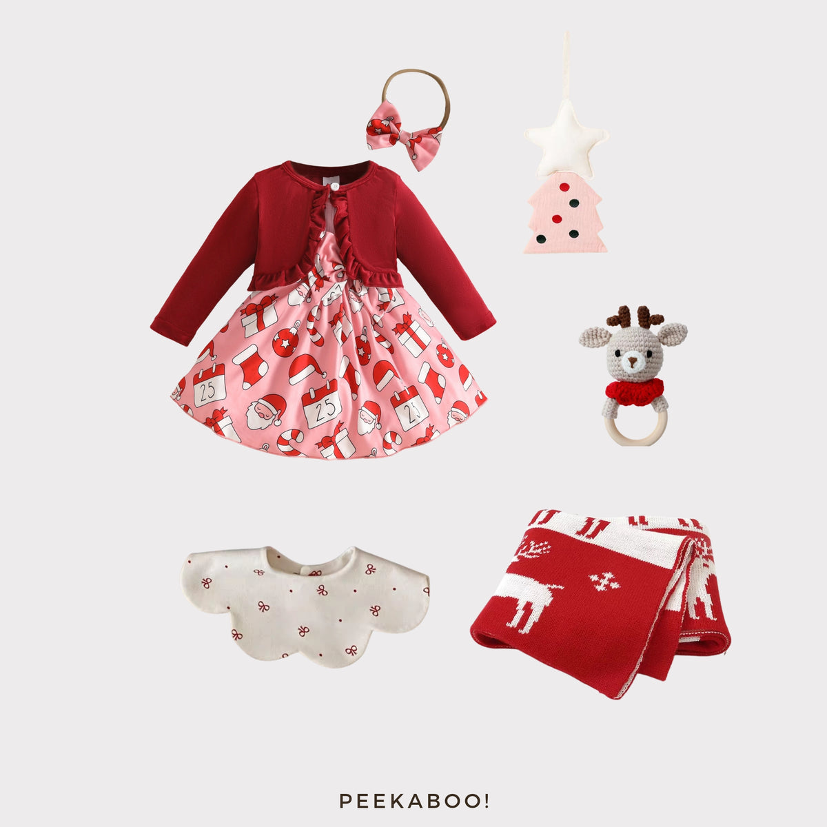 Personalised Baby Essential All-in-one Gift Set - Christmas Baby Girl