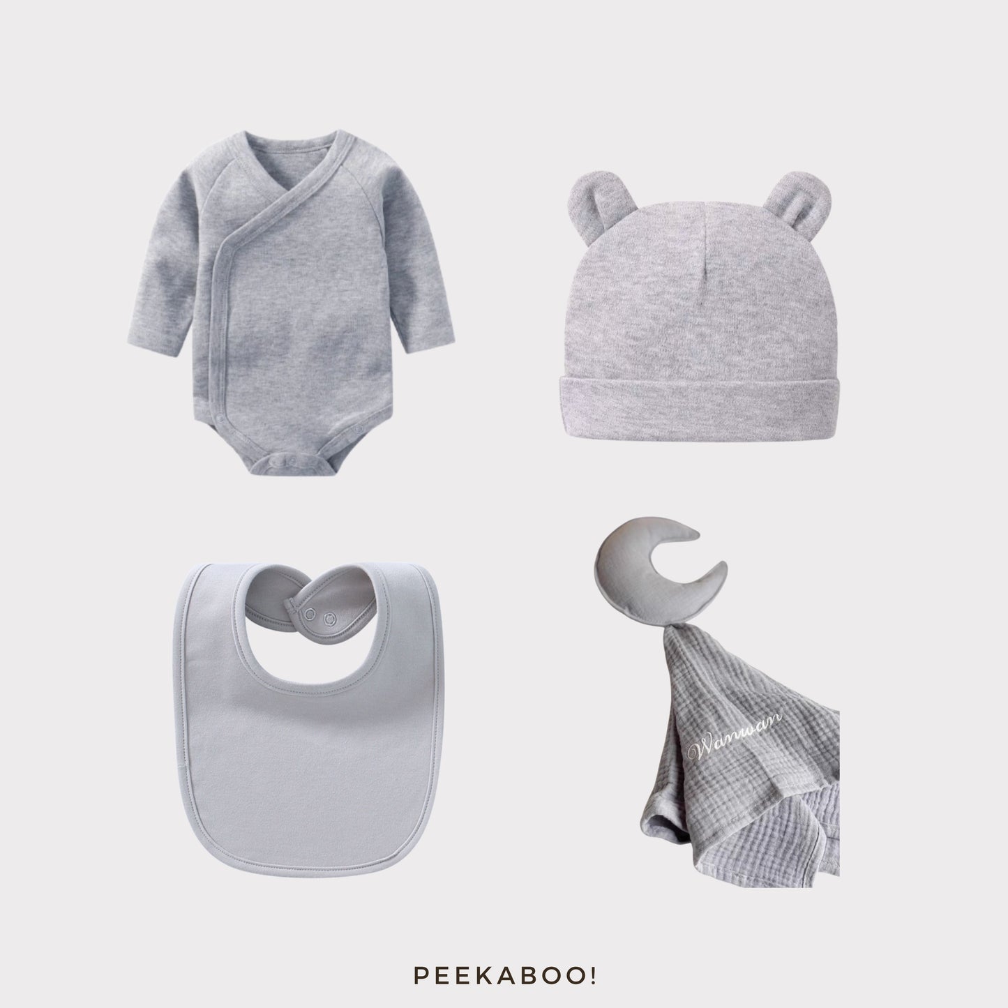 Personalised Baby Essential Gift Set - Grey
