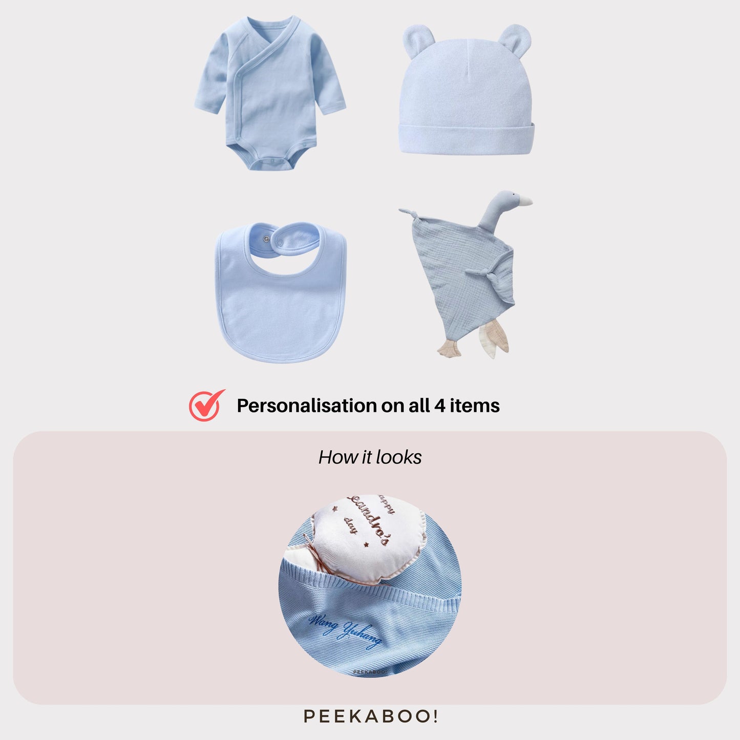 Personalised Baby Essential Gift Set - Blue