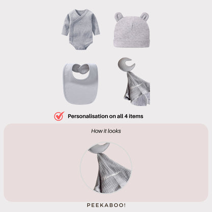 Personalised Baby Essential Gift Set - Grey