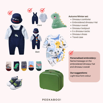 Personalised-Baby-Essentials-Dinosaur-Giftset-Autumn-Winter-personalisation
