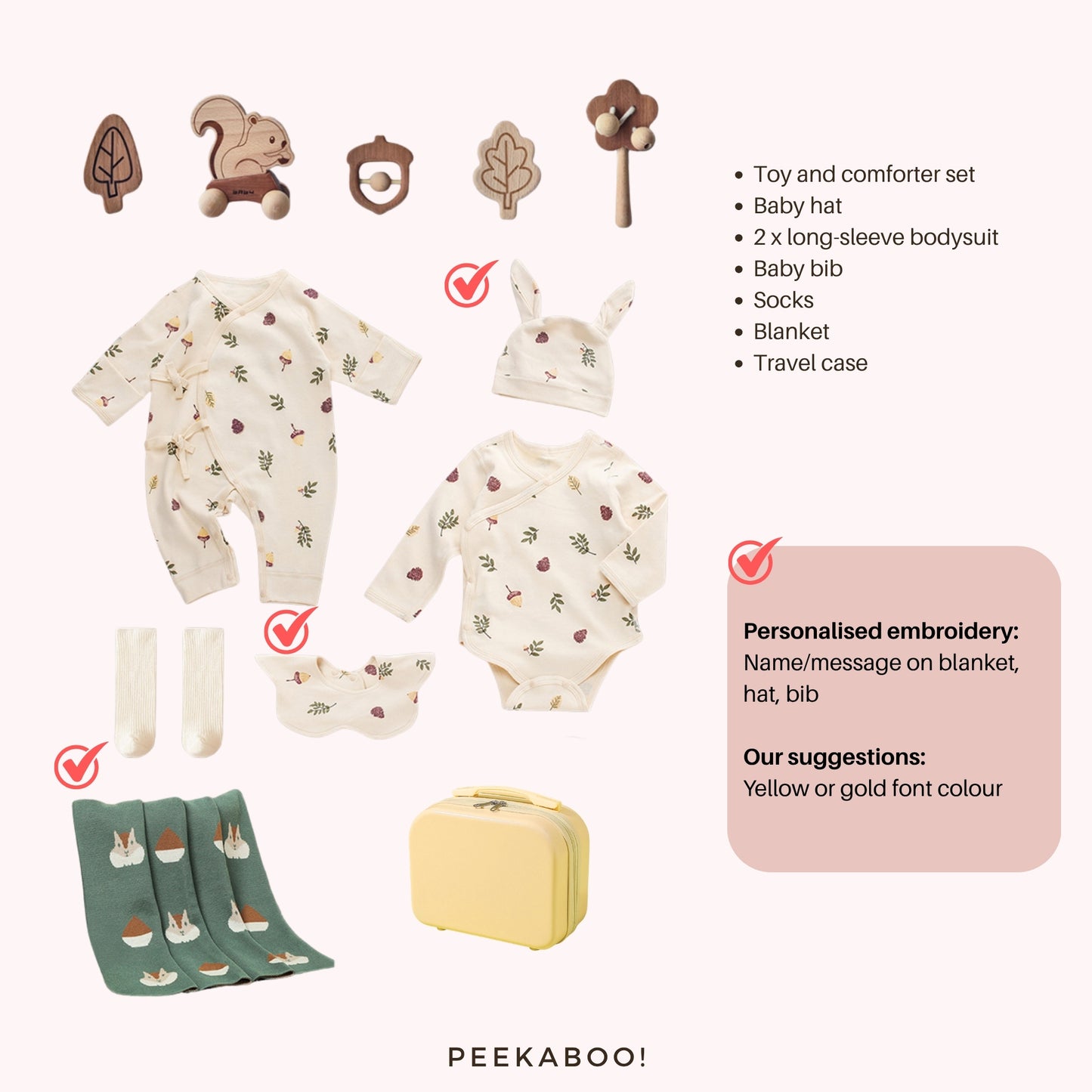 Personalised Baby Essential All-in-one Gift Set - Squirrel
