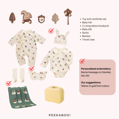 Personalised Baby Essential All-in-one Gift Set - Squirrel