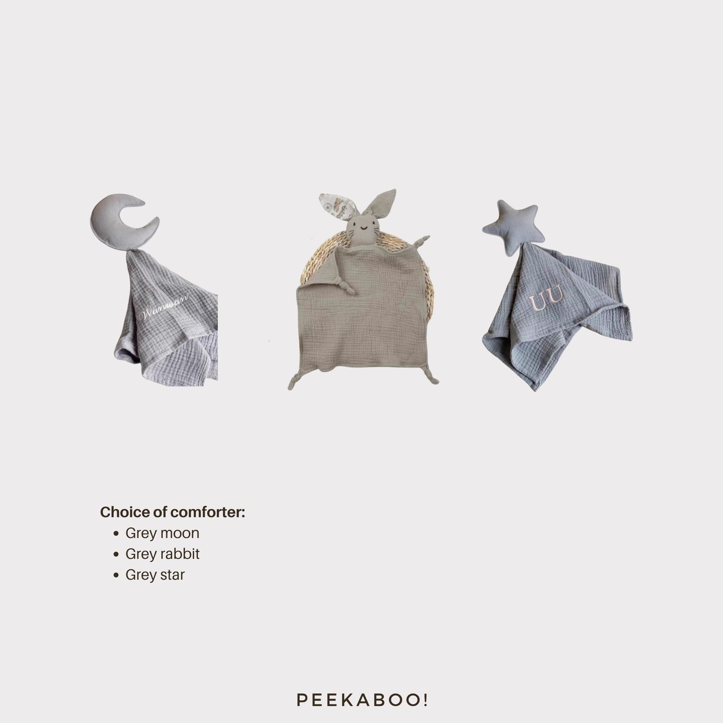 Personalised-Baby-Giftset-Grey-Comforter-Peekaboo
