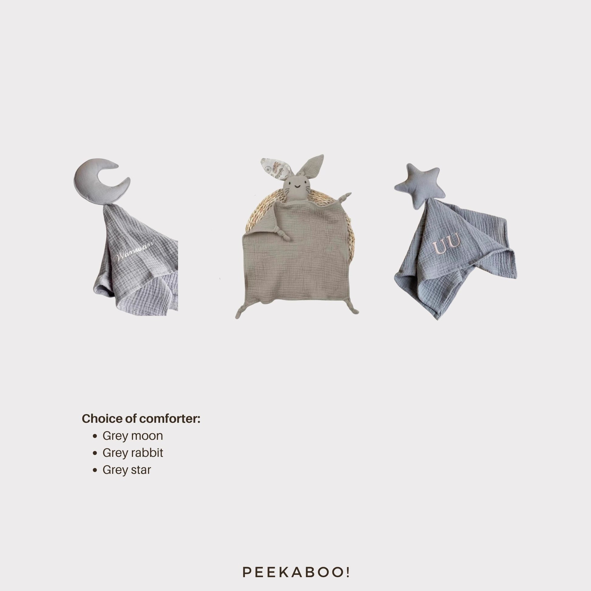 Personalised-Baby-Giftset-Grey-Comforter-Peekaboo