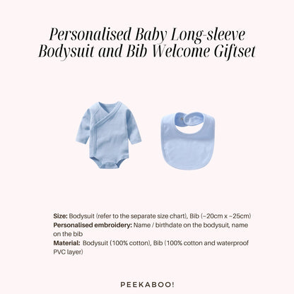 Personalised Baby Long-sleeve Bodysuit and Bib - Welcome Gift Set