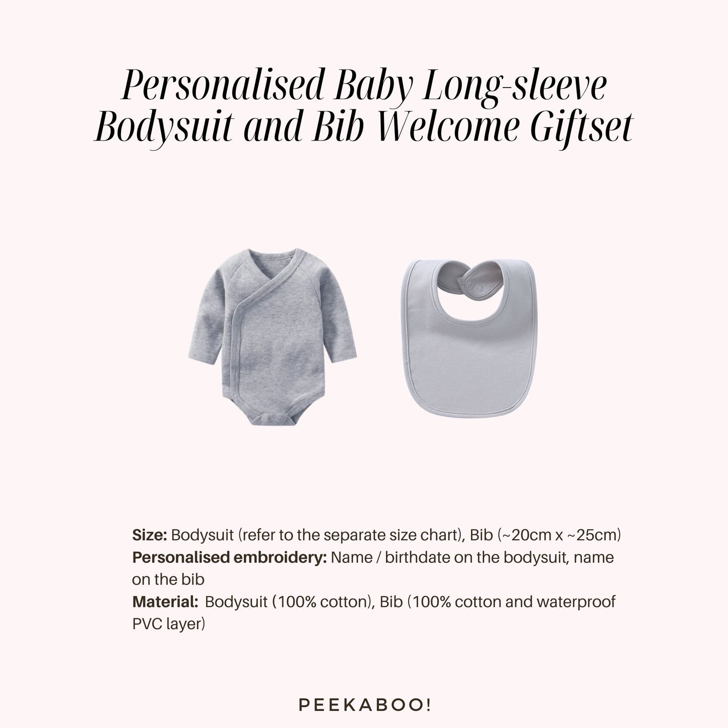Personalised Baby Long-sleeve Bodysuit and Bib - Welcome Gift Set