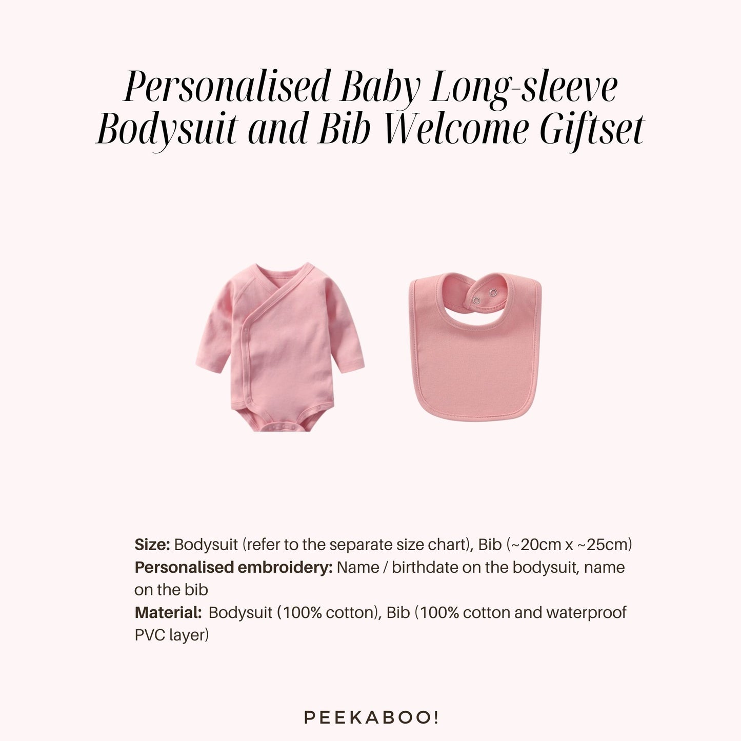Personalised Baby Long-sleeve Bodysuit and Bib - Welcome Gift Set