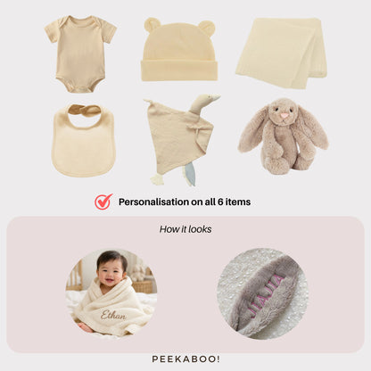 Personalised Jellycat Baby Shower Gift Set - Beige Bunny