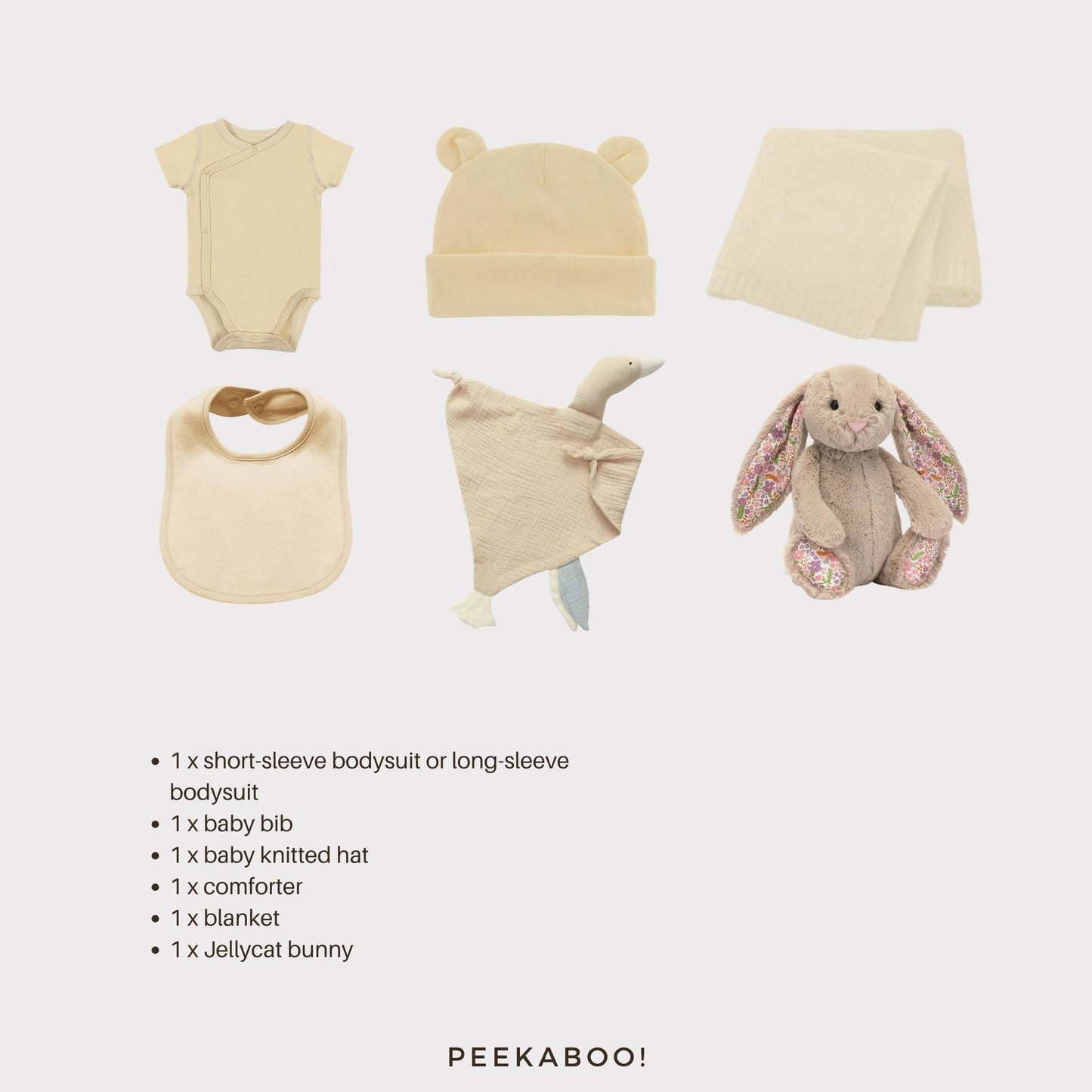 Personalised-Baby-Shower-Giftset-Beige-Petal-Details-Peekaboo-nonpersonalisation