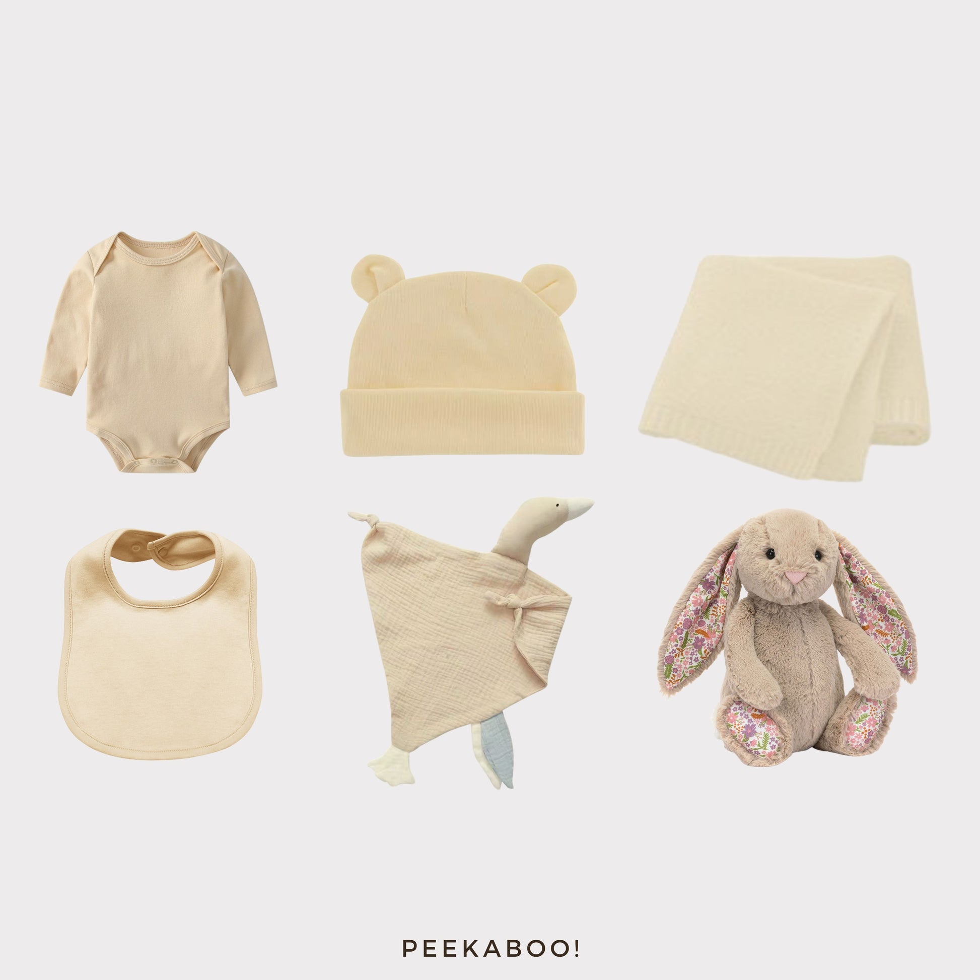 Personalised-Baby-Shower-Giftset-Beige-Petal-Details-Peekaboo-nonpersonalisation