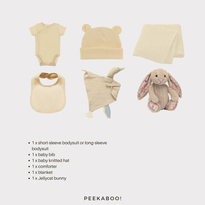 Personalised-Baby-Shower-Giftset-Beige-Petal-Details-Peekaboo-nonpersonalisation