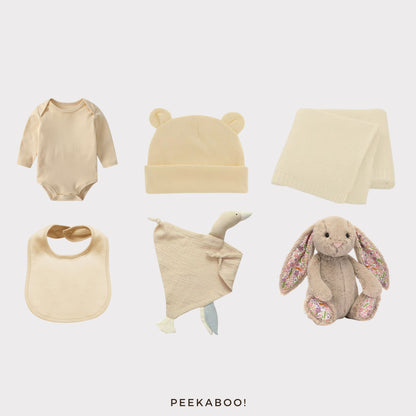Personalised Jellycat Baby Shower Gift Set - Beige Petal