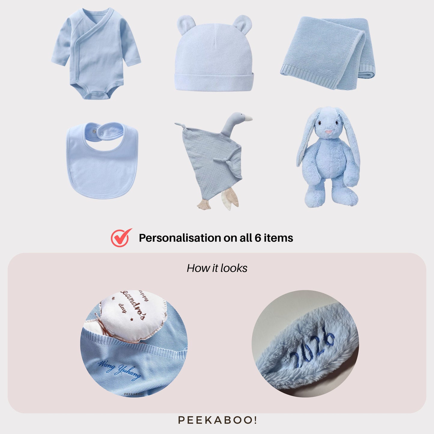 Personalised Jellycat Baby Shower Gift Set - Blue