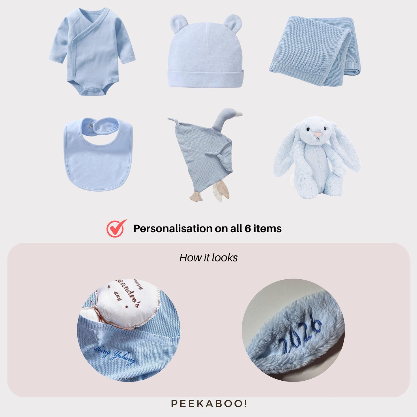 Personalised Jellycat Baby Shower Gift Set - Blue
