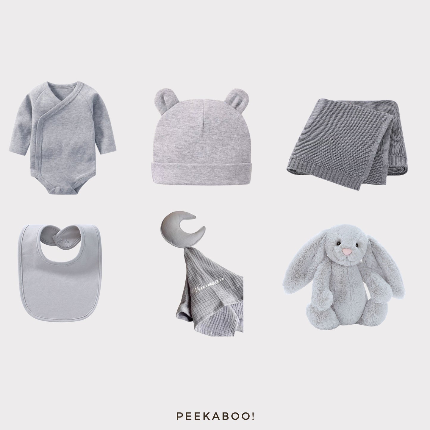 Personalised Jellycat Baby Shower Gift Set - Grey