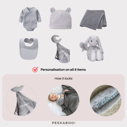 Personalised Jellycat Baby Shower Gift Set - Grey